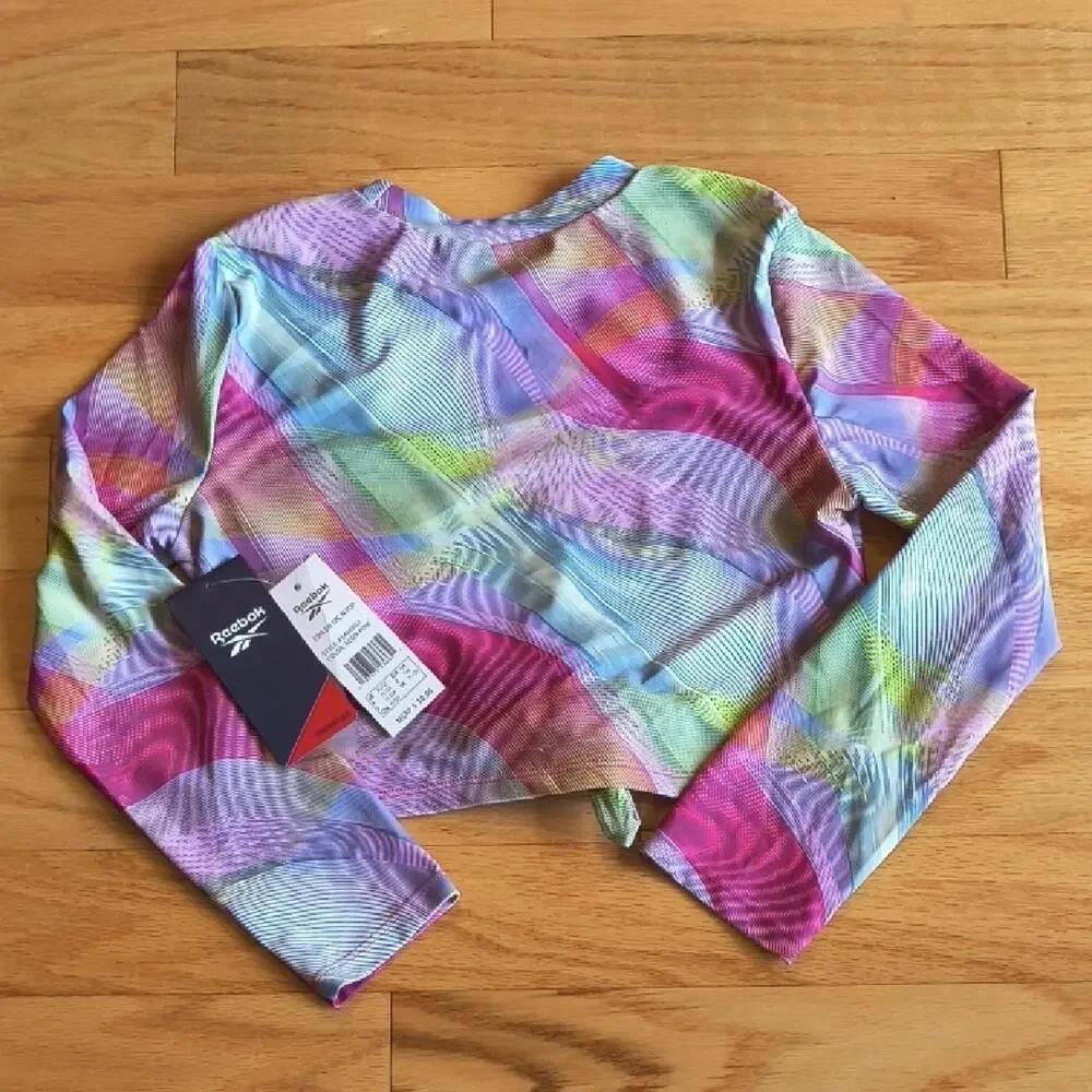 Reebok Colorful Swirl Long Sleeve Crop Top, XL/12